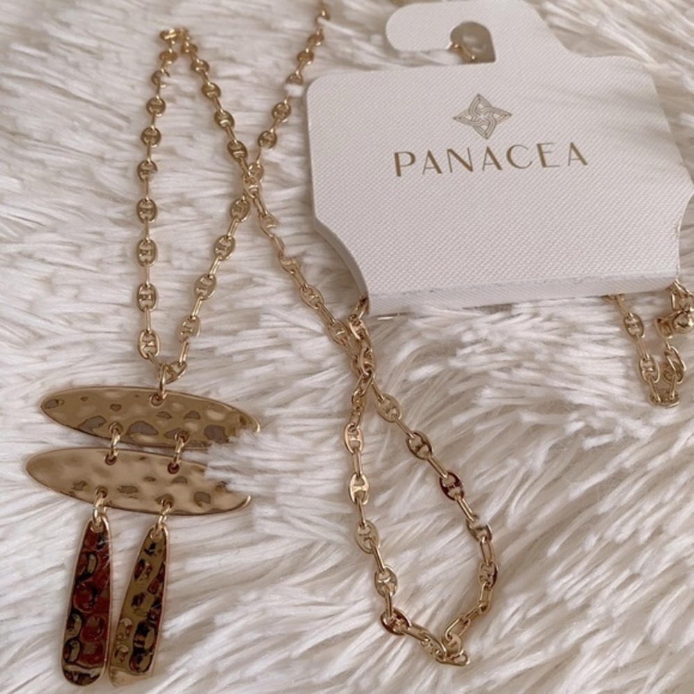 Panacea Gold Big Bulky Charm Necklace New